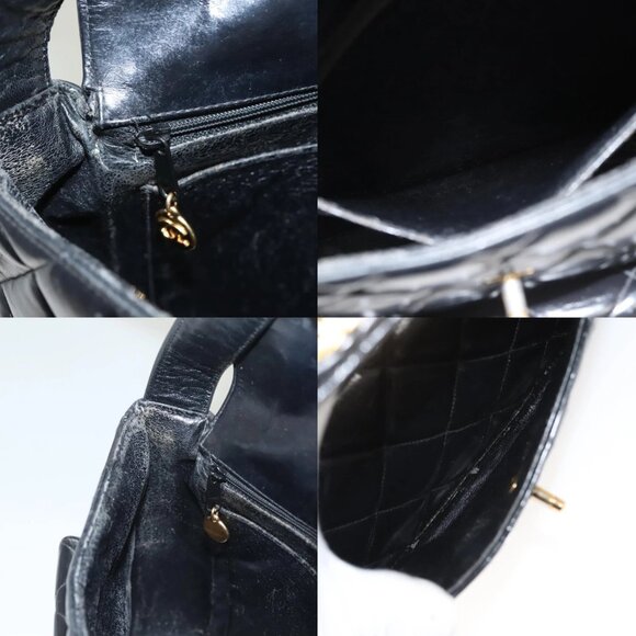 CHANEL Matelasse Chain Shoulder Bag Enamel Black Gold CC Auth 126363 - Picture 15 of 15